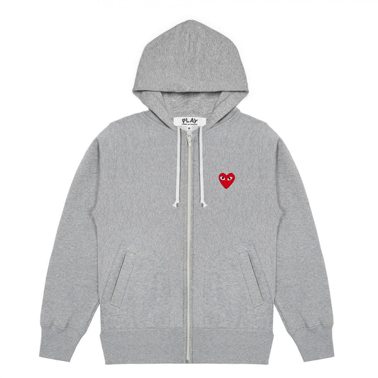 Comme des Garçons | Zip Hoodie - Grey / Red Heart Emblem
