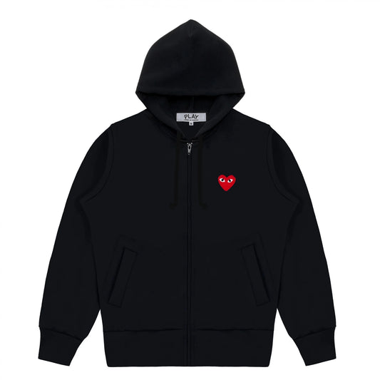 Comme des Garçons | Zip Hoodie - Black / Red Heart Emblem