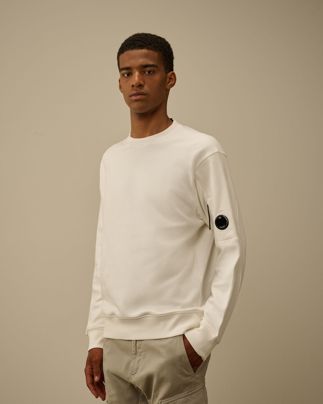 C.P Company | Diagonal Raised Fleece Crewneck Lens Sweatshirt